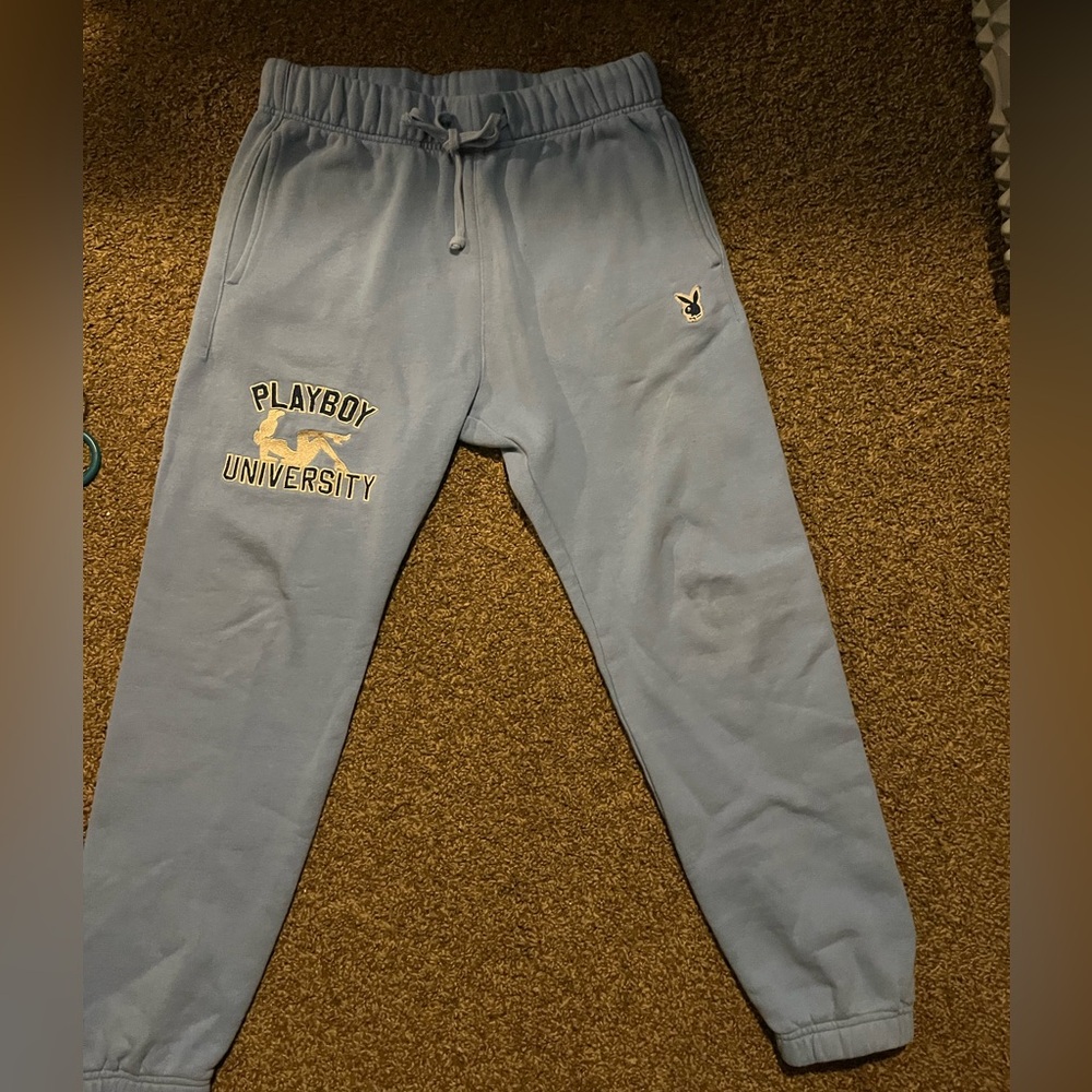 PLAYBOY Blue Joggers with Elastic Waistband